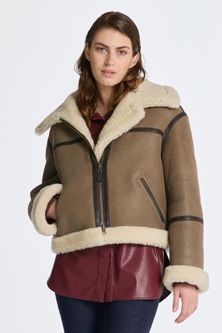 Chaqueta relaxed de piel - Marrón