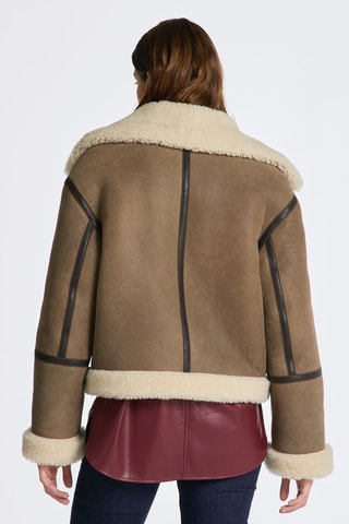 Chaqueta relaxed de piel - Marrón