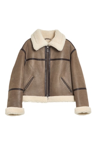 Chaqueta relaxed de piel - Marrón