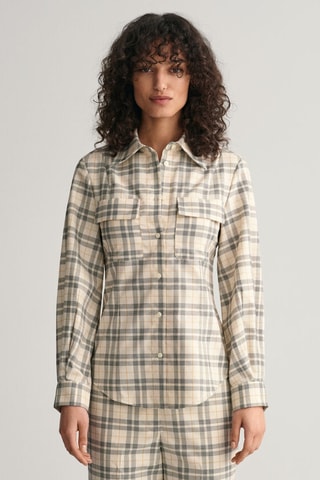 Camisa slim fit de lana - Beige