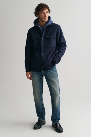 Sobrecamisa regular fit de lana - Azul marino