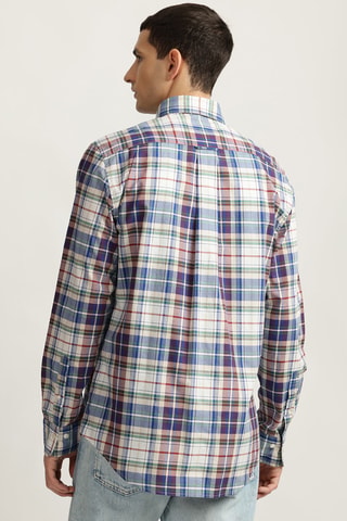Camisa regular fit - Azul y burdeos