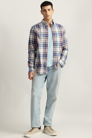Camisa regular fit - Azul y burdeos