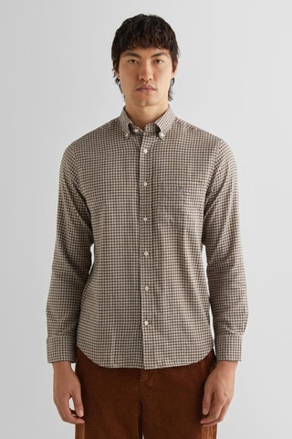 Camisa regular fit - Beige y marrón