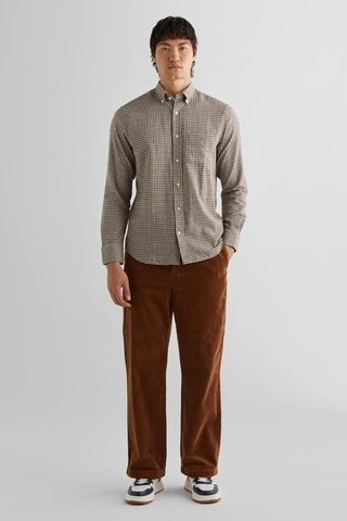 Camisa regular fit - Beige y marrón