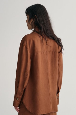 Sobrecamisa relaxed de lino - Marrón