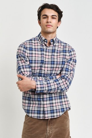 Camisa regular fit de algodón orgánico - Azul y rosa