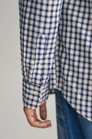 Camisa de algodón orgánico - Blanco y azul marino
