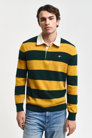 Polo regular fit de lana - Amarillo y negro