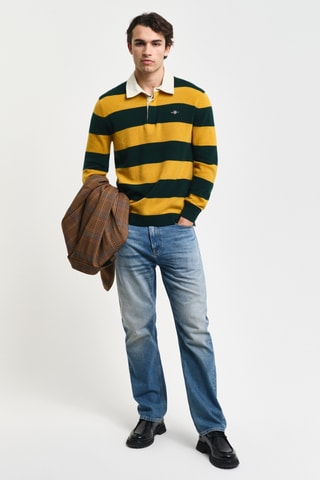 Polo regular fit de lana - Amarillo y negro