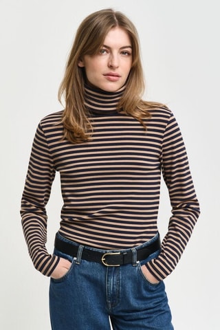 Jersey fino slim fit - Beige y azul