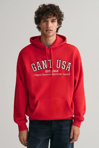 Sudadera relaxed con capucha - Rojo