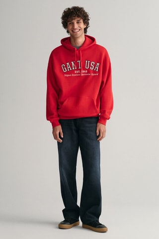 Sudadera relaxed con capucha - Rojo
