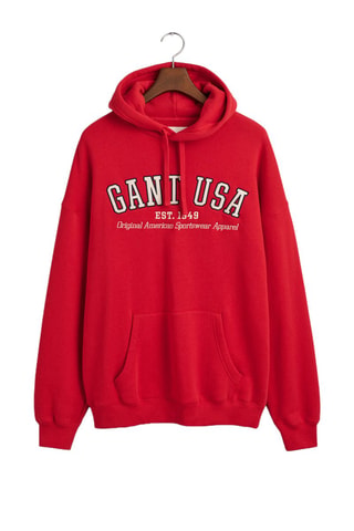 Sudadera relaxed con capucha - Rojo