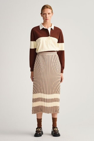 Falda plisada de talle alto - Beige