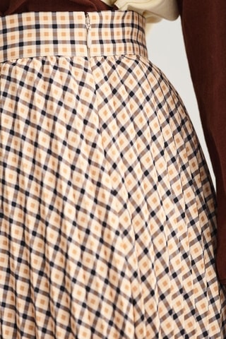 Falda plisada de talle alto - Beige