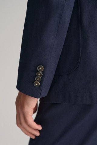 Chaqueta de traje slim fit de lino - Azul marino