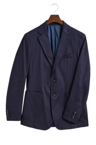 Chaqueta de traje slim fit de lino - Azul marino