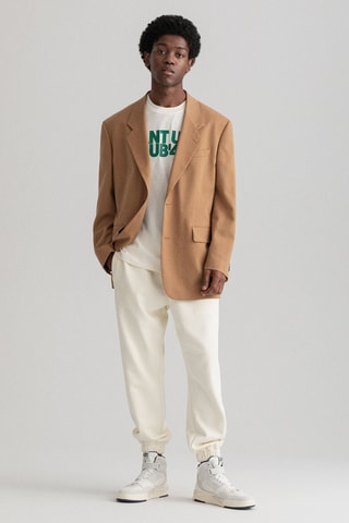 Blazer oversize de lana - Beige
