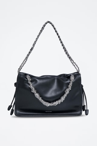 Sac porté épaule en croûte de cuir Malia - Noir