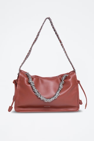 Sac porté épaule en croûte de cuir Malia - Marron