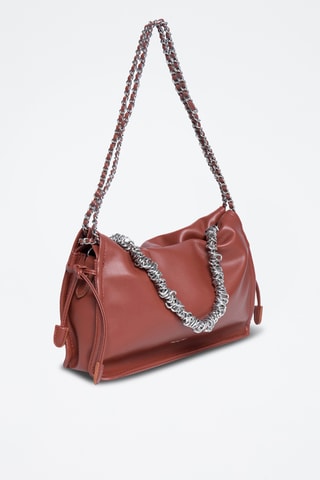 Sac porté épaule en croûte de cuir Malia - Marron