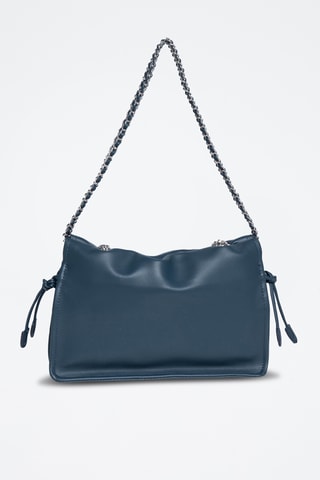 Sac porté épaule en croûte de cuir Malia - Bleu canard
