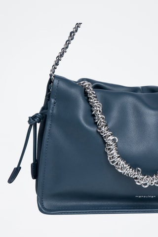 Sac porté épaule en croûte de cuir Malia - Bleu canard