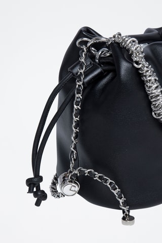 Sac seau en croûte de cuir Maguy - Noir
