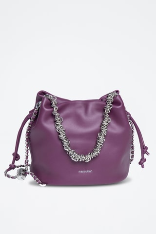 Sac seau en croûte de cuir Maguy - Violet