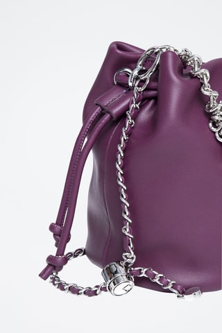 Sac seau en croûte de cuir Maguy - Violet