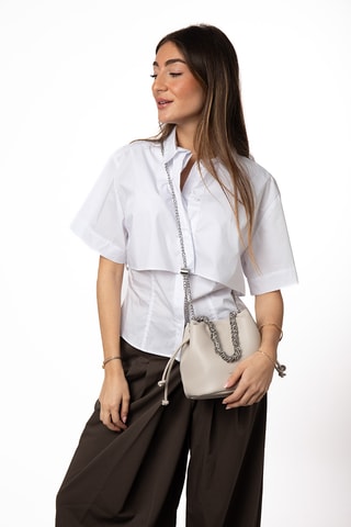 Sac seau en croûte de cuir Maguy - Beige
