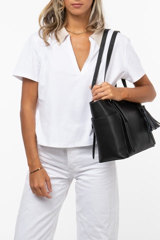 Sac porté épaule en cuir Carambole - Noir