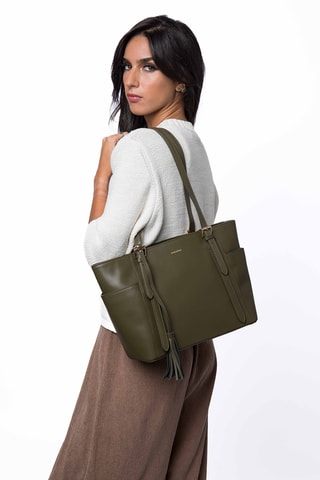 Sac porté épaule en cuir Carambole - Kaki