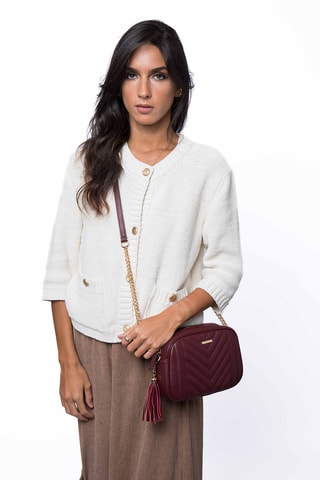 Sac bandoulière en croûte de cuir Arion - Bordeaux