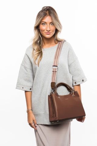 Sac bandoulière en cuir Candice - Marron