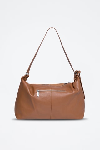Sac porté épaule en croûte de cuir Nili - Marron
