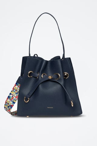 Sac seau en cuir Paradis - Bleu marine