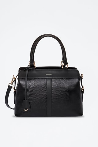 Sac à main en croûte de cuir Mulan - Noir