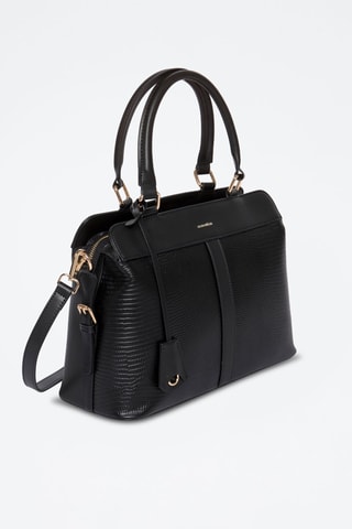 Sac à main en croûte de cuir Mulan - Noir