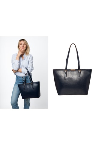 Cabas en cuir Auteuil - Bleu marine