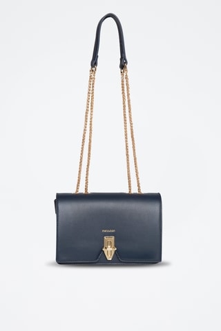 Sac porté épaule en cuir Ross - Bleu marine