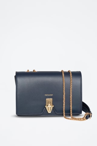 Sac porté épaule en cuir Ross - Bleu marine
