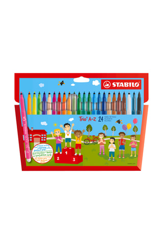 24 rotuladores de colores de punta mediana Stabilo Trio A-Z, 4 de ellos fluorescentes