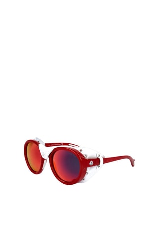 Óculos de sol unissexo - Lentes efeito espelhado - Categoria 3 - Moncler - Branco e vermelho