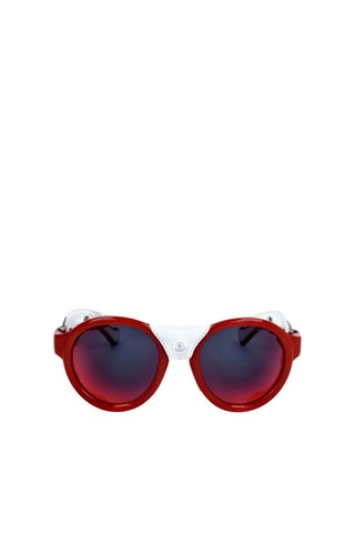 Óculos de sol unissexo - Lentes efeito espelhado - Categoria 3 - Moncler - Branco e vermelho