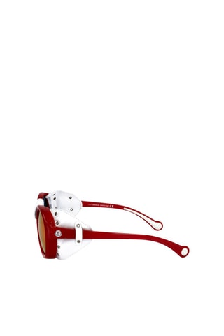 Óculos de sol unissexo - Lentes efeito espelhado - Categoria 3 - Moncler - Branco e vermelho