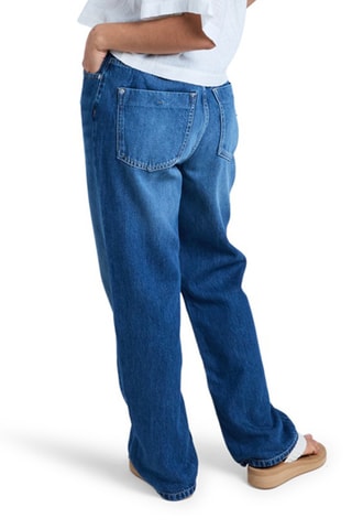 Biologisch Katoenen Jeans Relaxed Hoge Taille London Aqua Mirage - Indigoblauw - Roxy
