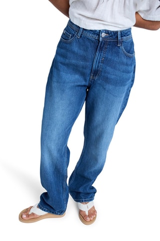 Biologisch Katoenen Jeans Relaxed Hoge Taille London Aqua Mirage - Indigoblauw - Roxy