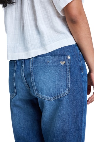 Biologisch Katoenen Jeans Relaxed Hoge Taille London Aqua Mirage - Indigoblauw - Roxy